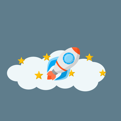 Cartooned Spaceship in Space Sign Template